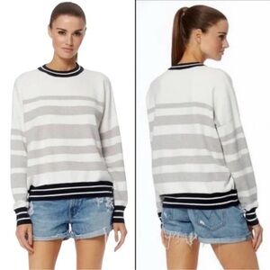 360 Cashmere Penny Gray Stripe Knit Cotton Size Small